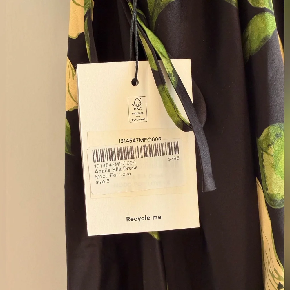 NEW Reformation Anaiis Silk Dress Black Floral Mood For Love 6 - Picture 6 of 16